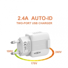 EU Plug Adapter Charger Mobile Phone Charger Dual Port USB Charger 5V 2.4A Wall Charger
