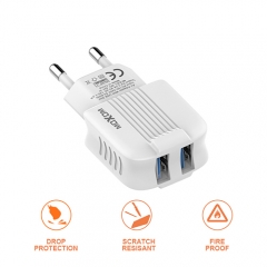 EU Plug Adapter Charger Mobile Phone Charger Dual Port USB Charger 5V 2.4A Wall Charger