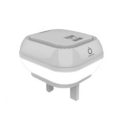 UK Plug USB Charger 2.4A with LED Touch Night Light 2-Port Travel Wall Charger