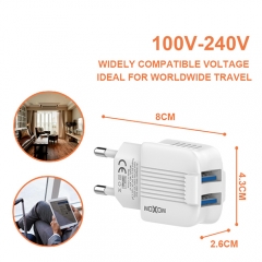 EU Plug Adapter Charger Mobile Phone Charger Dual Port USB Charger 5V 2.4A Wall Charger