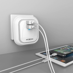 UK Plug USB Charger 2.4A with LED Touch Night Light 2-Port Travel Wall Charger