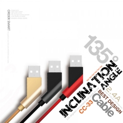 USB Charging Cable 2.4A Black Gold Red Data USB Cable